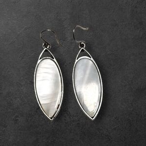NWT NADINE WEST Silver Polished Shell Drop Earrings ~1 3/4"
